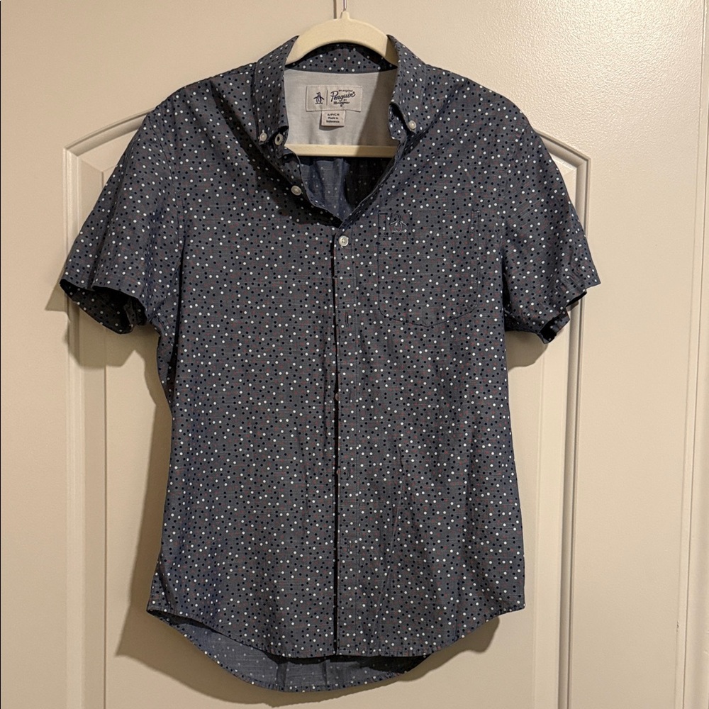 Original Penguin Navy Patterned Button Down Shirt